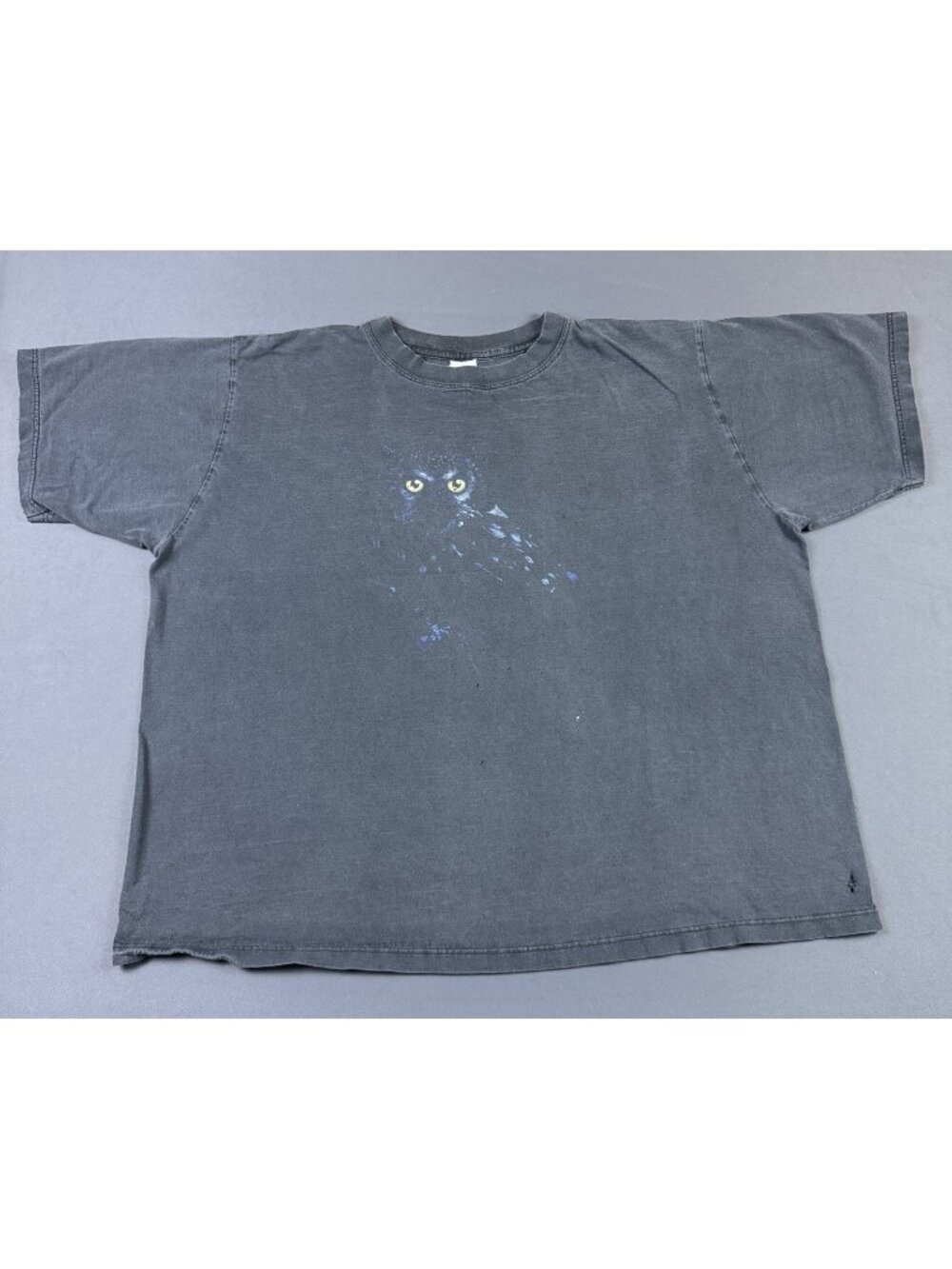 Rare Vintage Y2K Owl Animal Tee Crazy Sun Fade Black Smoked Art Shirt Fit 2XL